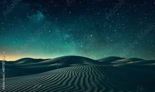 Night Landscape, with Desert Sand Dunes, Generative AI