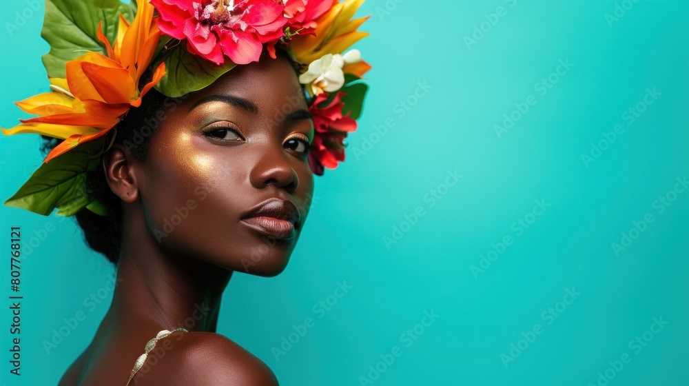 Naklejka premium Beautiful amazing Grenada woman on studio background. Copy Space.