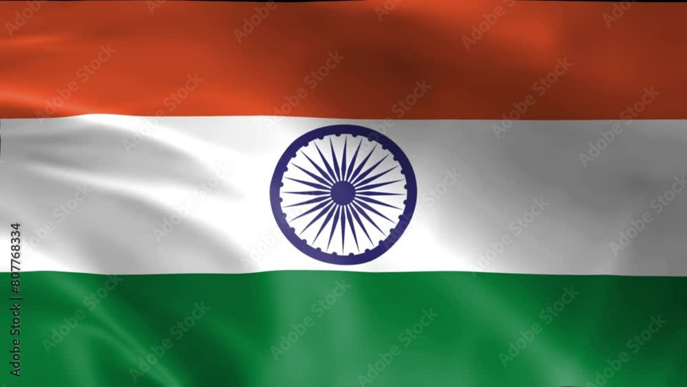 3D illustration of the national flag of India waving, seamless animated background