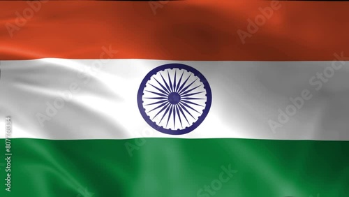 3D illustration of the national flag of India waving, seamless animated background photo