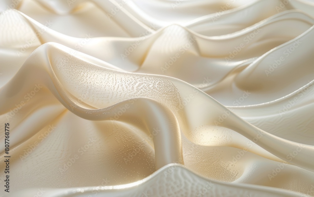 Exquisite Close-Up of Flowing White Satin Fabric with Subtle Textured Details Creating a Luxurious Abstract Background