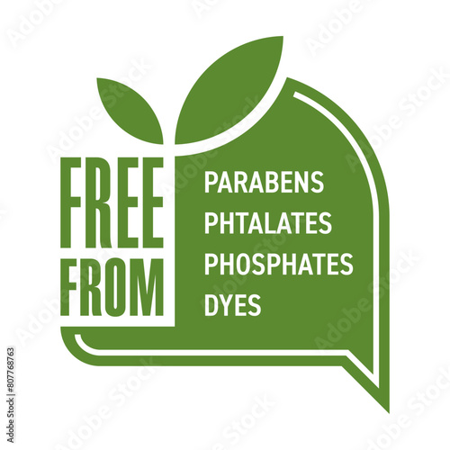 Free from parabens, dyes - label in message shape photo