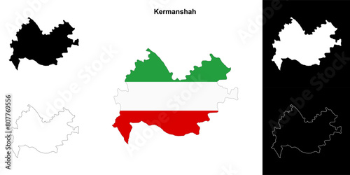 Kermanshah province outline map set photo