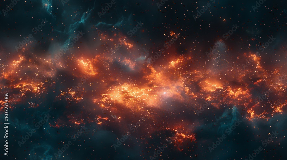 Fototapeta premium A space scene with a lot of fire and stars