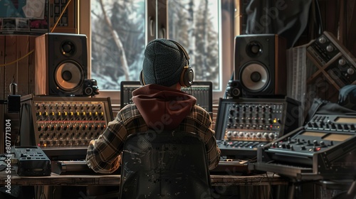 A boy trapper working as a music producer UHD wallpaper photo