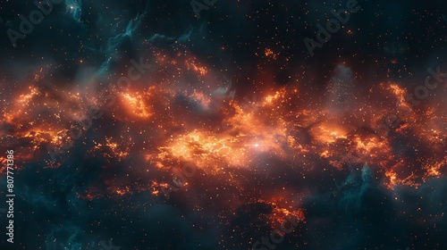 A space scene with a lot of fire and stars