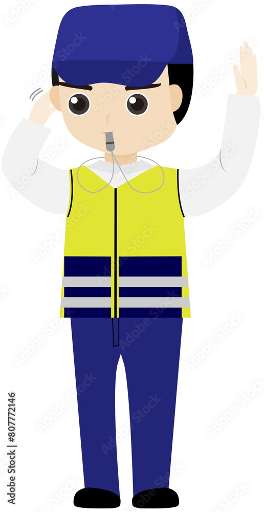 Traffic policeman-Vehicles on the right must turn left Traffic policeman-Vehicles on the right must turn left