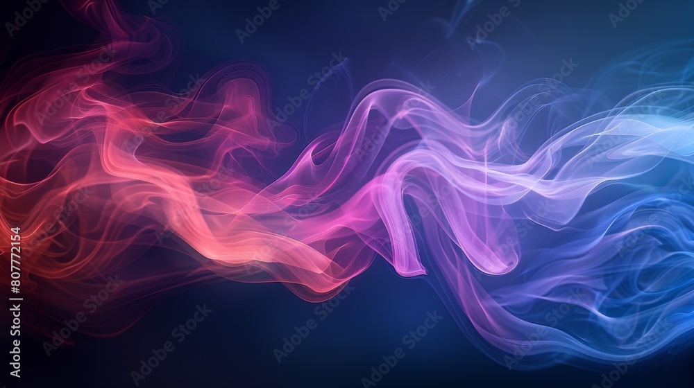 A colorful, swirling smokey line with red, pink, and blue colors