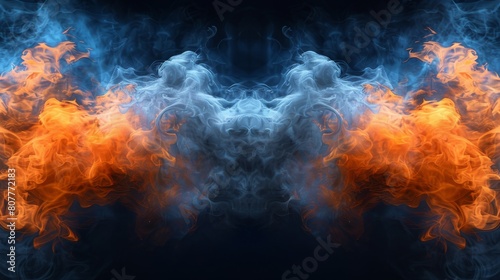 The image is of a blue and orange flame