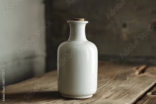 Luxury elegant white jar in wood floor