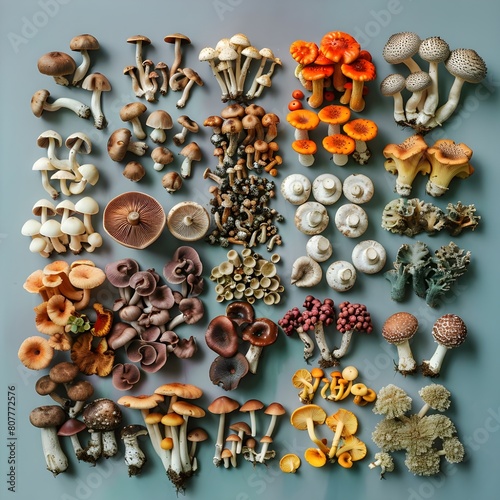  Overhead flat lay view of different varieties of mush