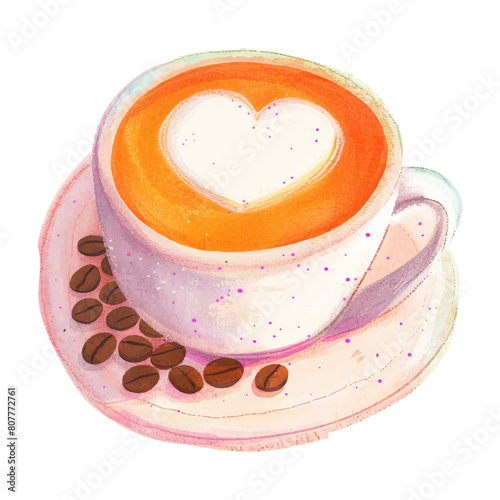Coffee Love foam Watercolor Ilustration (1)