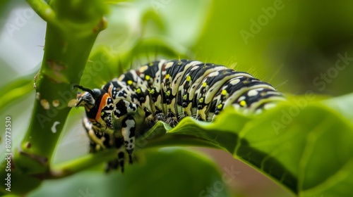 a caterpillar eating a leaf. generative ai