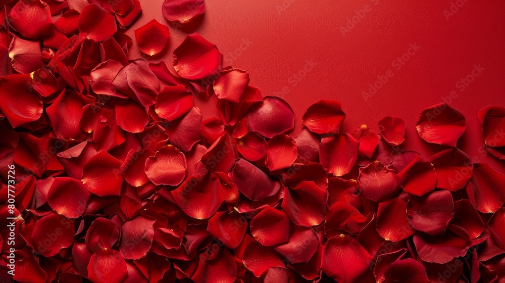  red rose petals on red wall, background