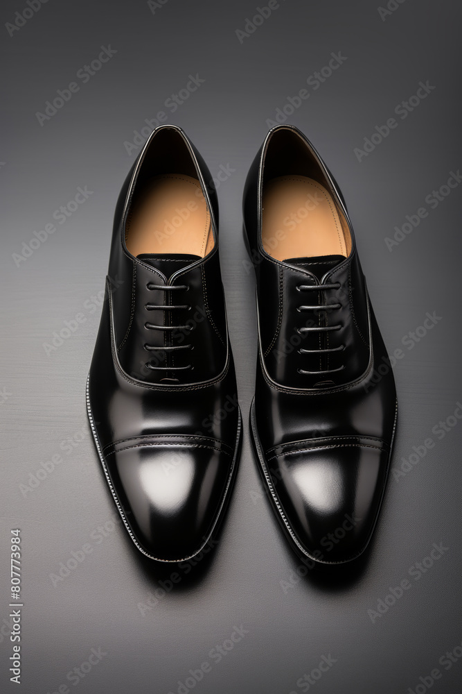 A pair of black business leather shoes A pair of black business leather shoes