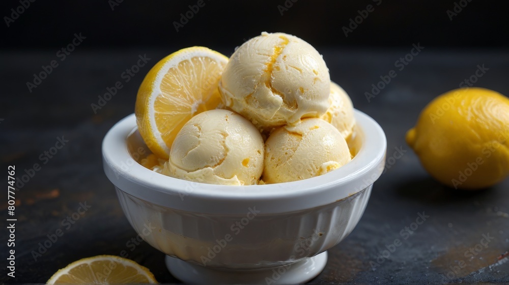 A white plate with a delicious lemon cream dessert, possibly with a hint of mint