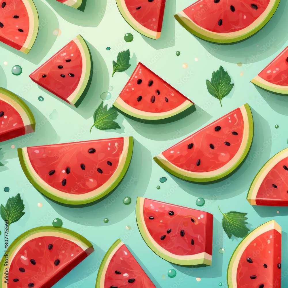 Attractive pattern of watermelon slices for the background
