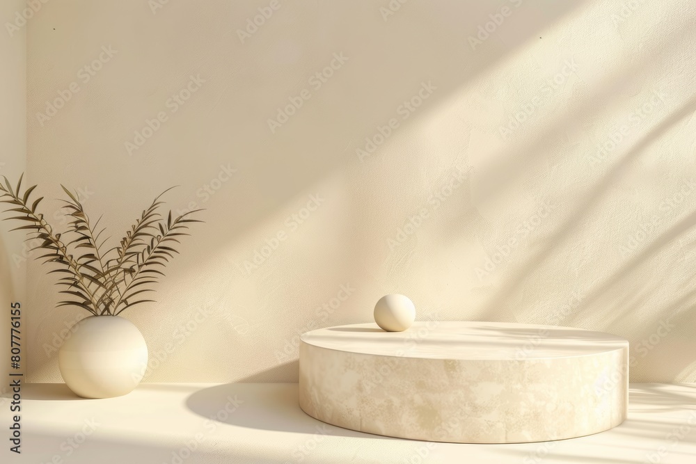 Fototapeta premium background products minimal podium scene with beige pedestal. display background vector 3d rendering with podium