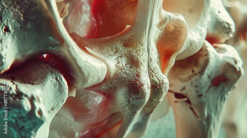 Detailed illustration of human femur bones, depiction of skeletal structures, photo