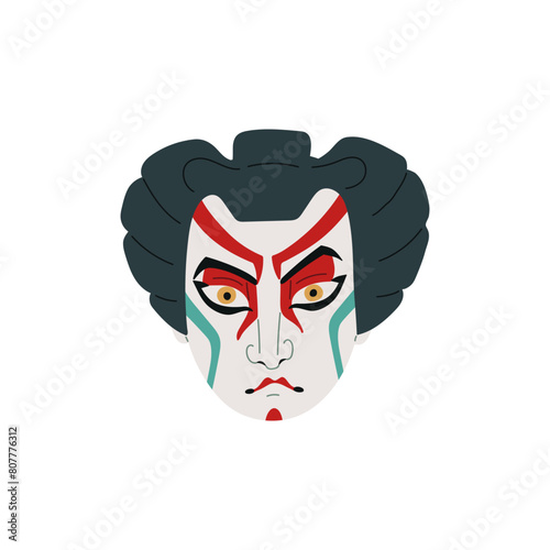 Vector Kabuki mask on a demon theme, on an isolated background. photo