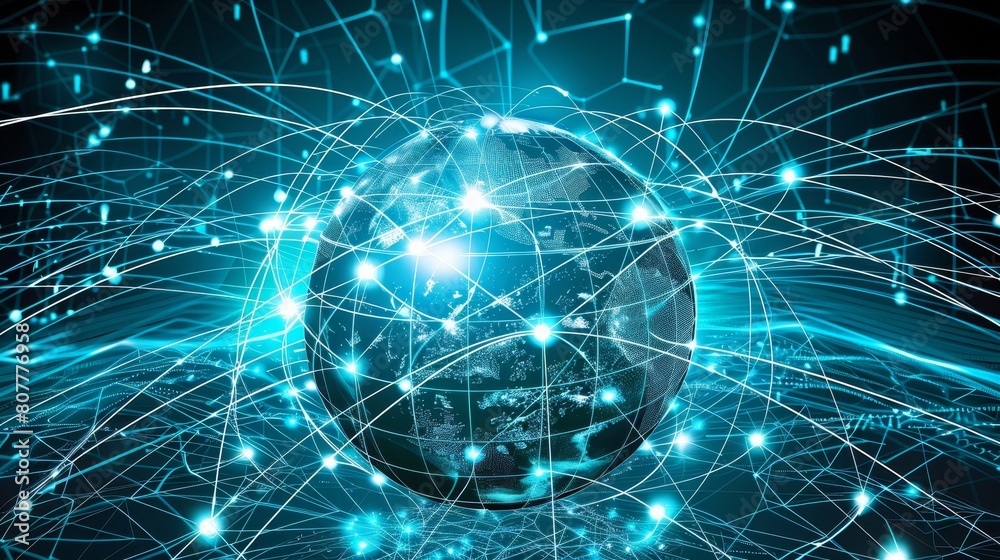 Global Connectivity: A 3D vector illustration of a digital globe surrounded by network line Global Connectivity: A 3D vector illustration of a digital globe surrounded by network line