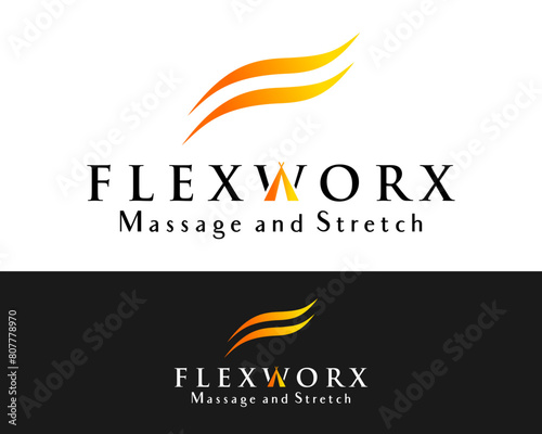 Letter F monogram massage logo design.  