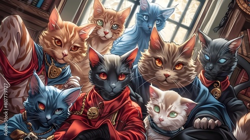 Fantastical Feline Fighters A Magical Gathering of Courageous Cats on a Heroic Adventure