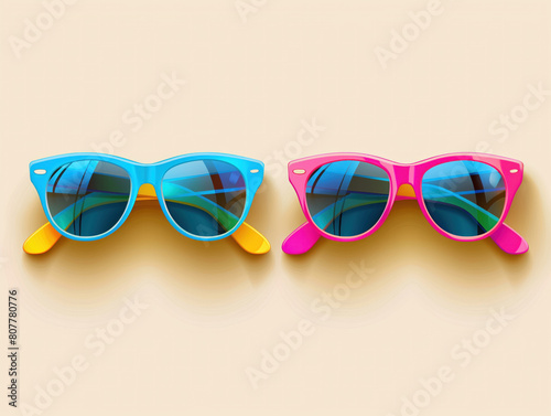  sunglasses in vibrant colors for adding a pop of color to any project. Individual layers make customization easy.