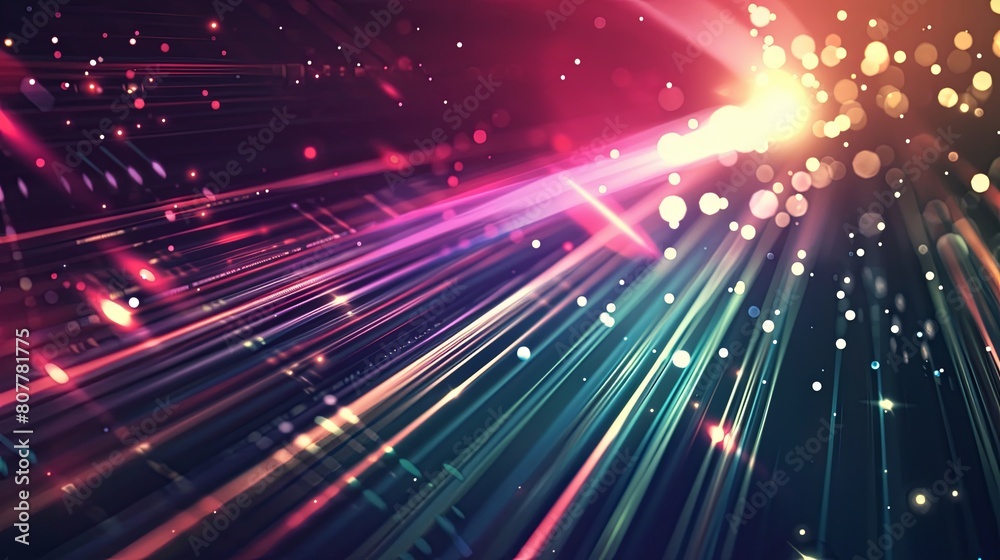 Obraz premium abstract background with glowing particles and bokeh effect. 3d render