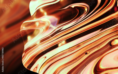 Dark orange flowing wavy lines abstract background.