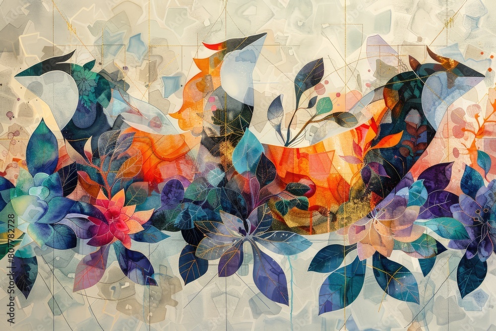 The artwork is a watercolor abstract creation. Generative Ai