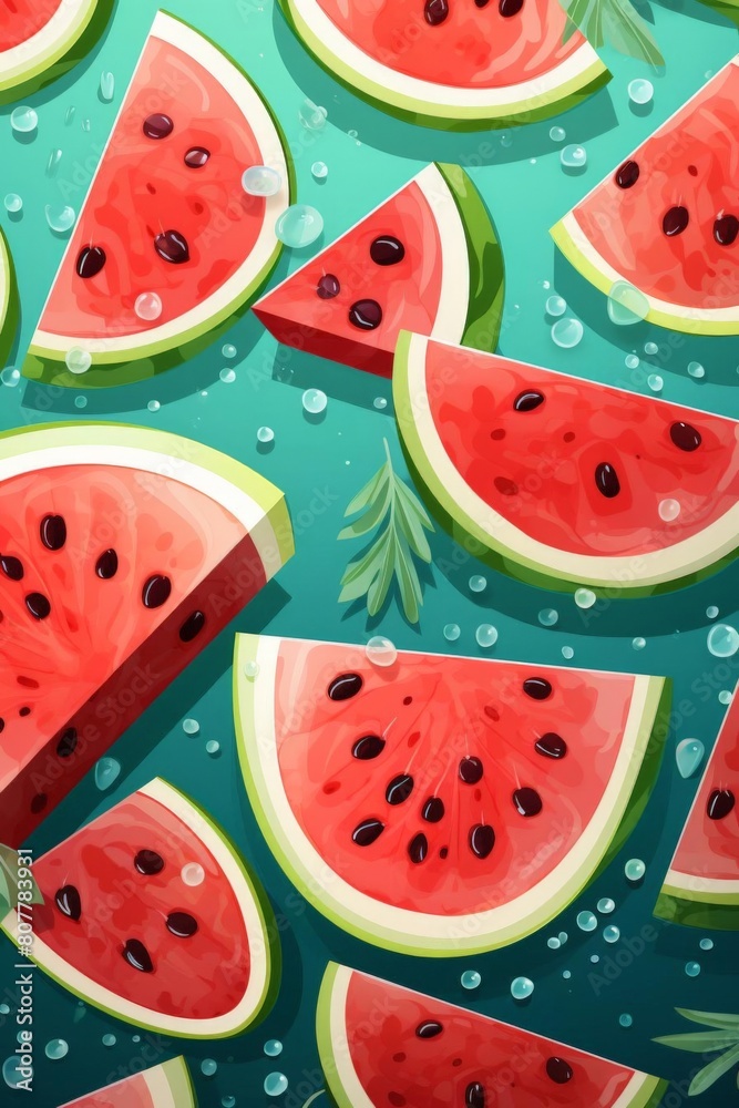 Attractive pattern of watermelon slices for the background Attractive pattern of watermelon slices for the background