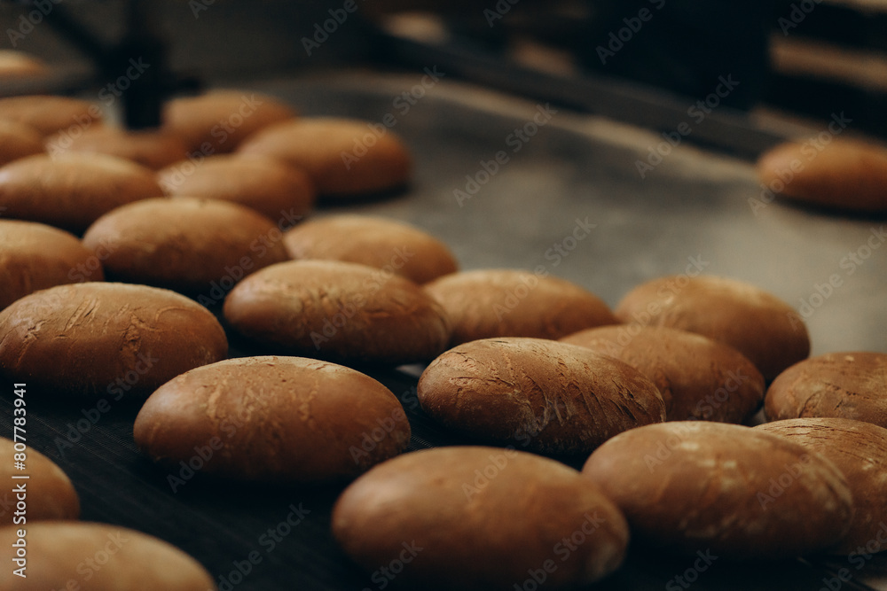 Fresh bread just baked in the bakery Fresh bread just baked in the bakery