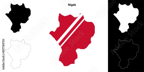 Nigde province outline map set photo