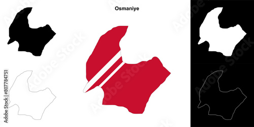 Osmaniye province outline map set photo