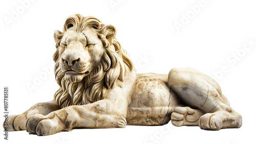  Marble Lion Sculpture isolated on transparent png background.   