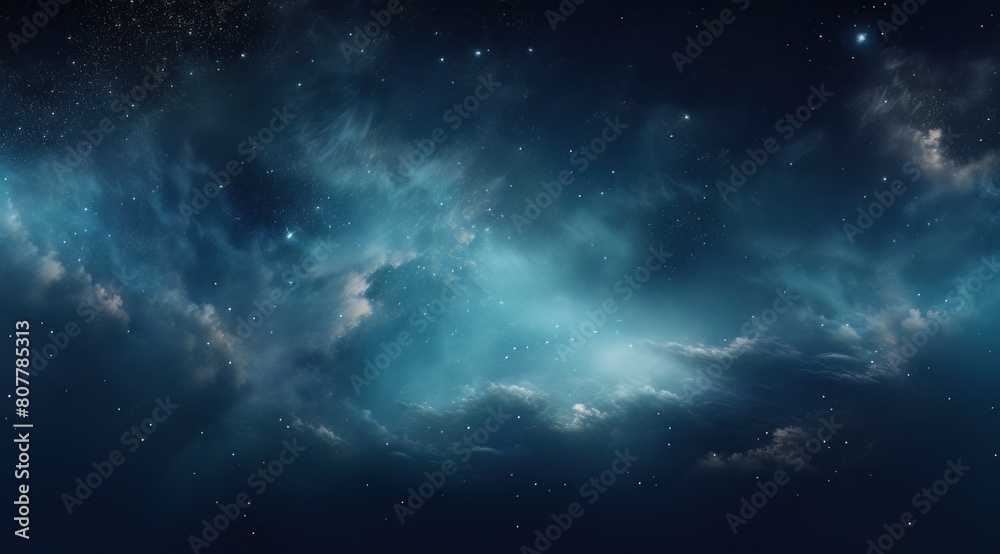 a dark blue night sky , universe with stars nebula background