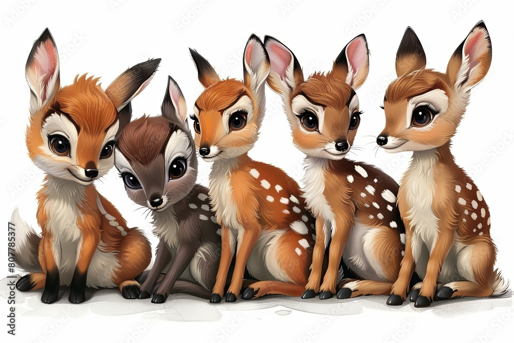 Pastel Perfection: Adorable Cartoon Animals Set for Kids' Products