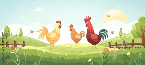 Agriculture  chickens on a farm for organic poultry and livestock farming. Inside there is a chicken  rooster and free-range poultry.