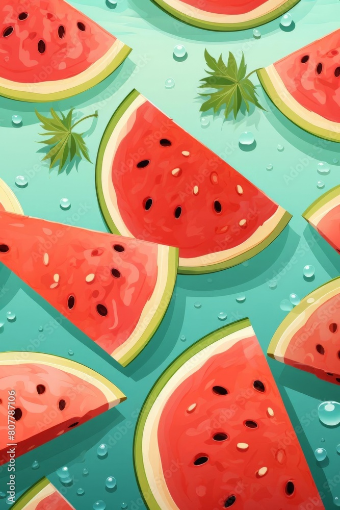 Attractive pattern of watermelon slices for the background
