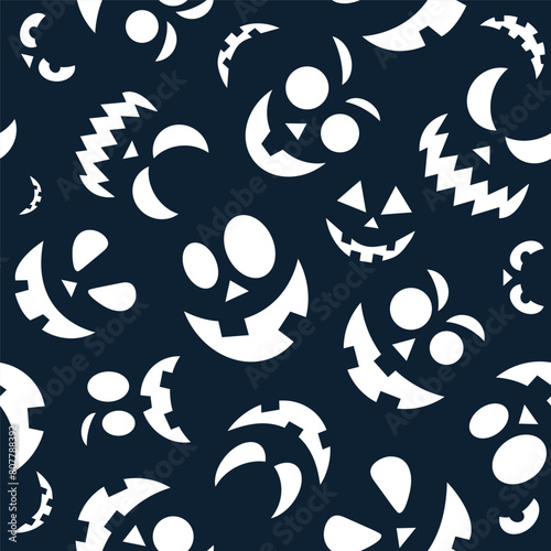 Creepy faces seamless background. Vector illustration