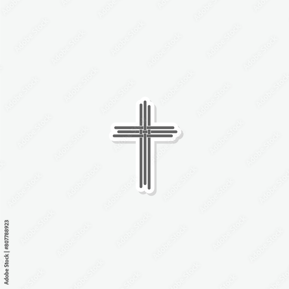 Christian cross simple icon sticker isolated on gray background Christian cross simple icon sticker isolated on gray background