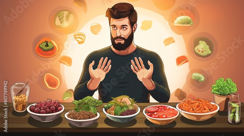 Image of a person avoiding spicy and fatty foods selecting a salad instead set in a welllit dining area portraying dietary adjustments for managing acid reflux