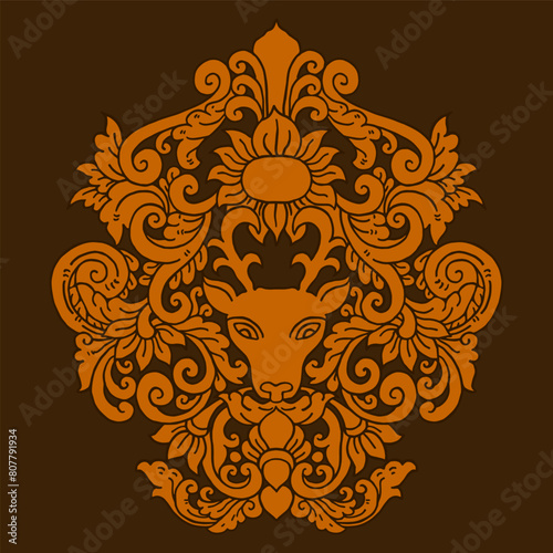 Floral traditional ornament Hand drawn illustration vector