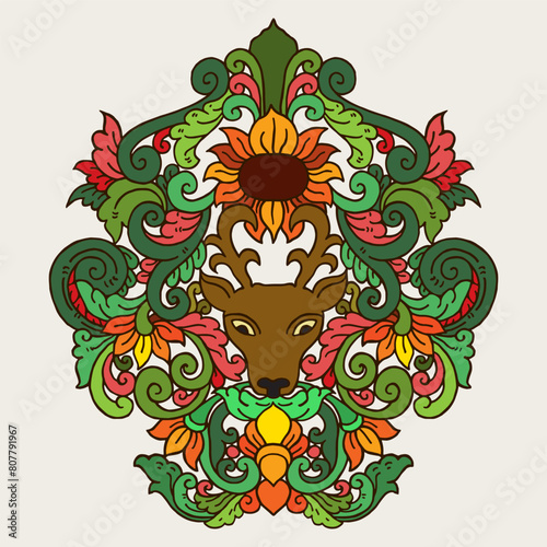 Floral traditional ornament Hand drawn illustration vector