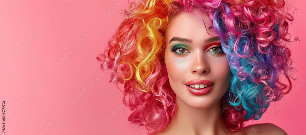 portrait of a girl studio multi-colored hair