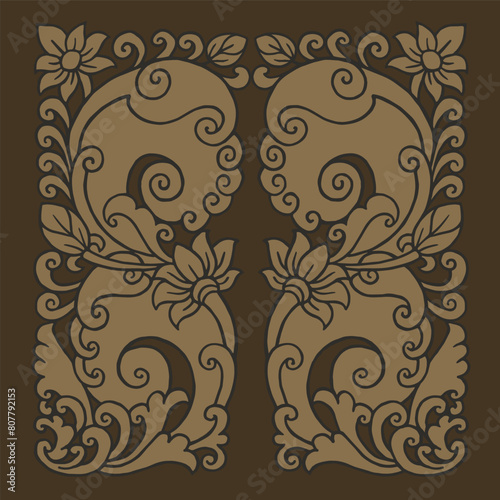 Floral traditional ornament Hand drawn illustration vector