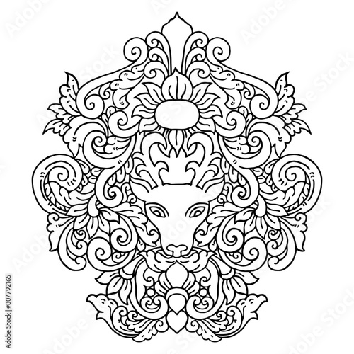 Floral traditional ornament Hand drawn illustration vector