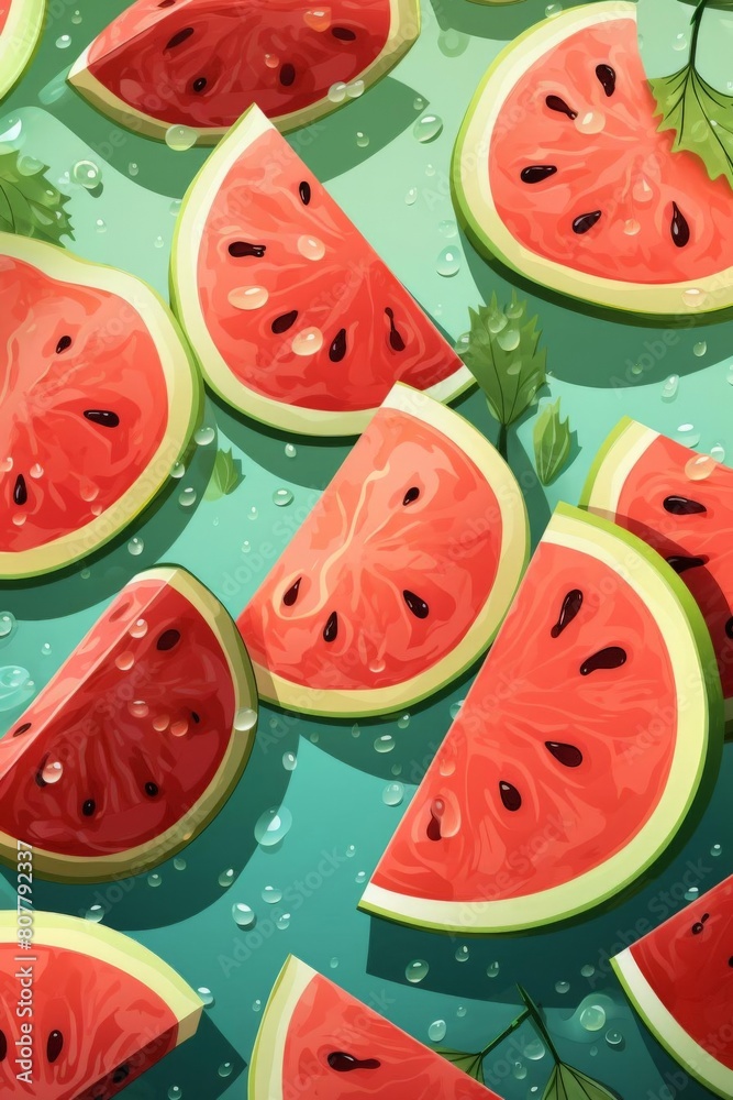 Attractive pattern of watermelon slices for the background Attractive pattern of watermelon slices for the background
