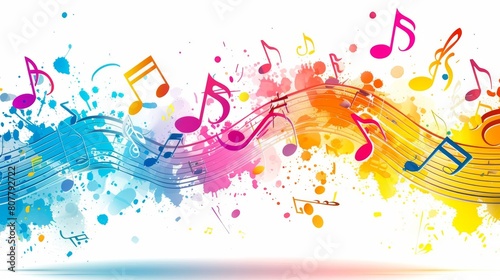 Vibrant Music Background With Musical Notes